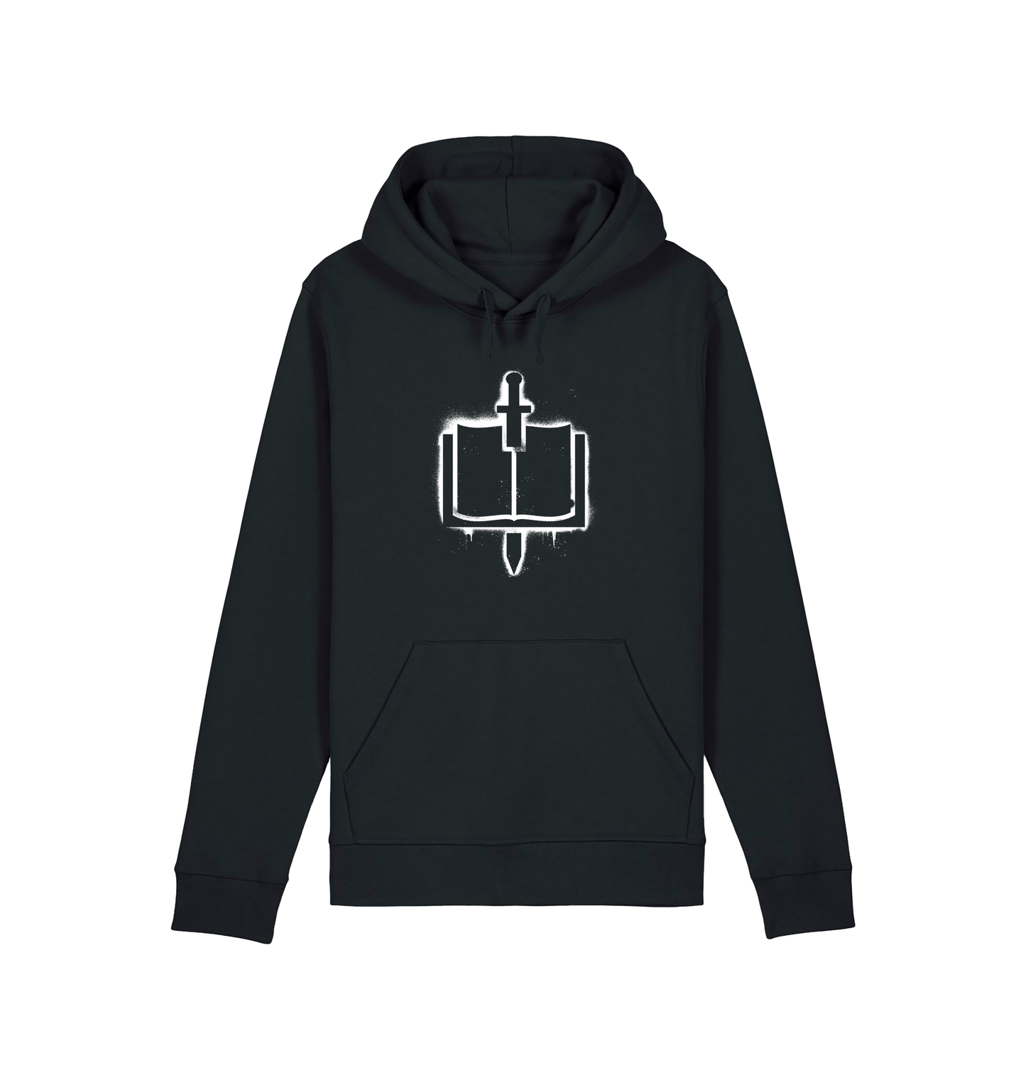 Black Printed Hoody Front