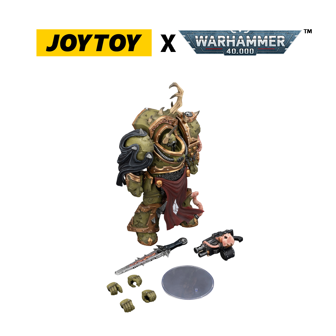 JoyToy Warhammer 40,000 Action Figure - Death Guard, Blightlord Terminator 3 with Combi-bolter and Bubotic Blade (1/18 Scale) Preorder