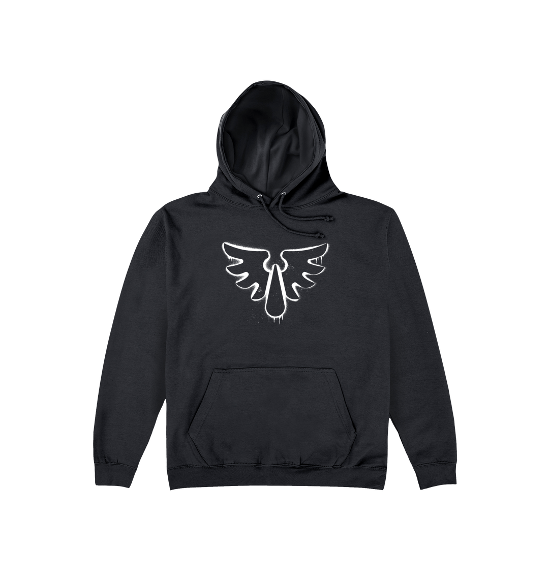 Deep Black Printed Hoody