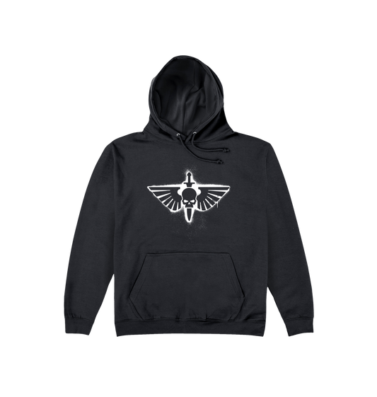 Deep Black Printed Hoody Front