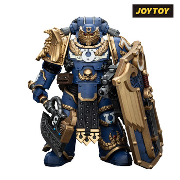 JoyToy Warhammer The Horus Heresy Action Figure - Ultramarines, Invictarus Suzerain #4 with Bolt Pistol, Legatine Axe and Argyrum Pattern Boarding Shield (1/18 Scale) Preorder