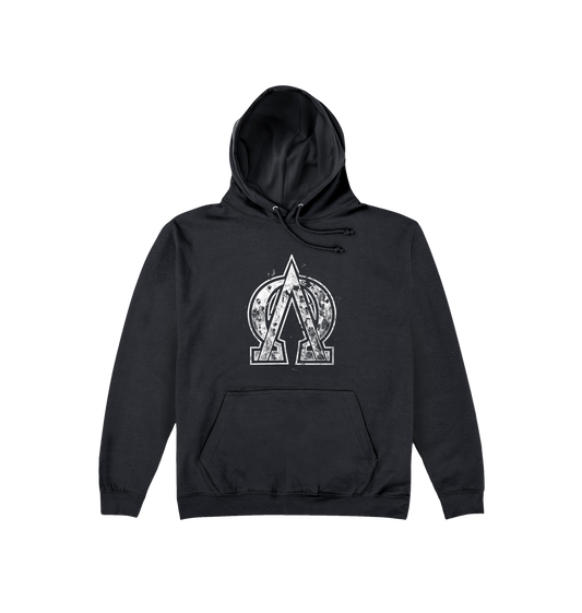 Deep Black Printed Hoody Front