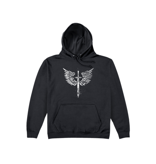 Deep Black Printed Hoody Front