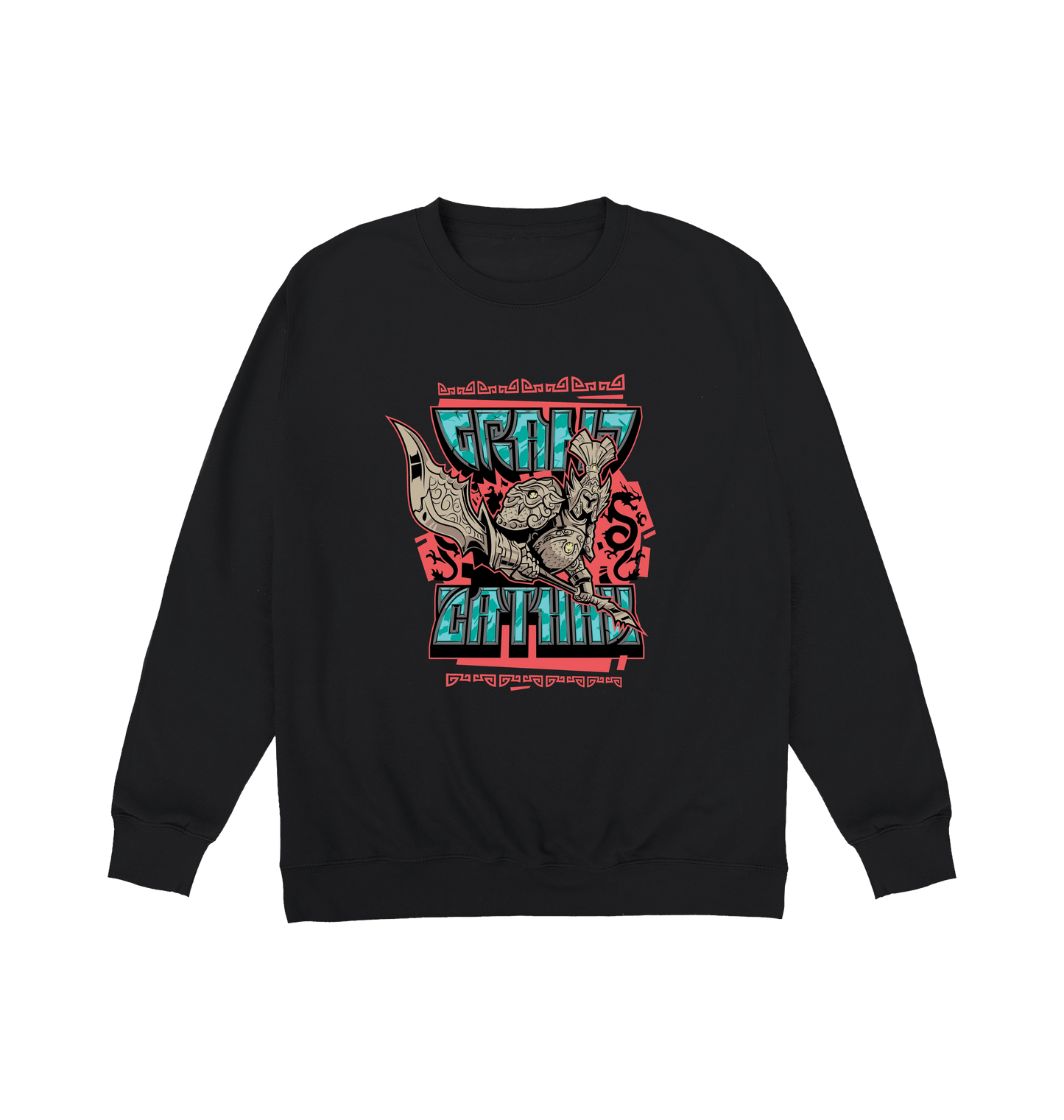 Deep Black Printed Sweater Front