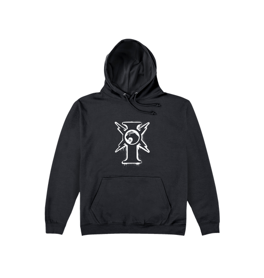 Deep Black Printed Hoody