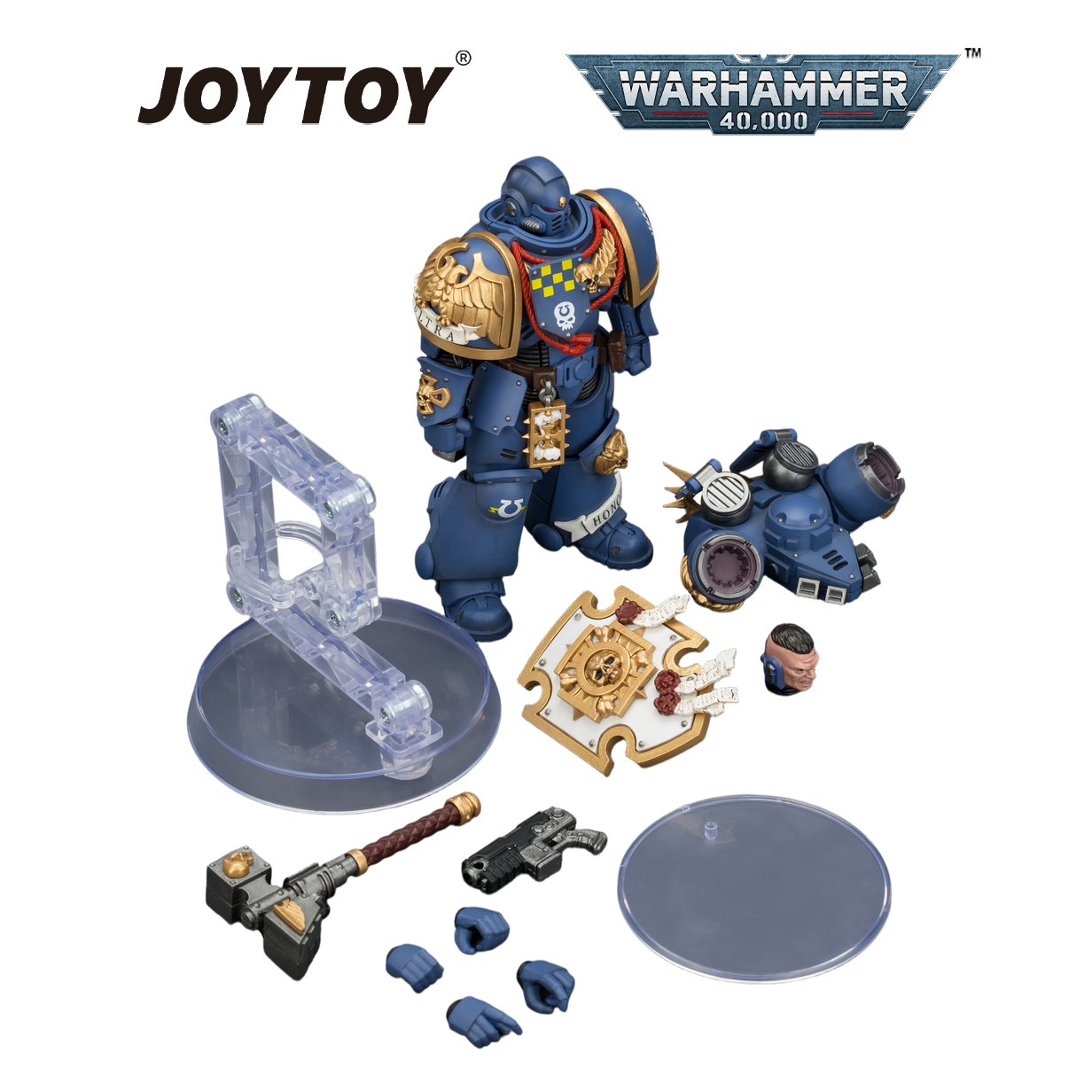 JOYTOY Warhammer 40,000 - Ultramarines, Captain with Jump Pack and Relic Shield (1/18 Scale) Preorder