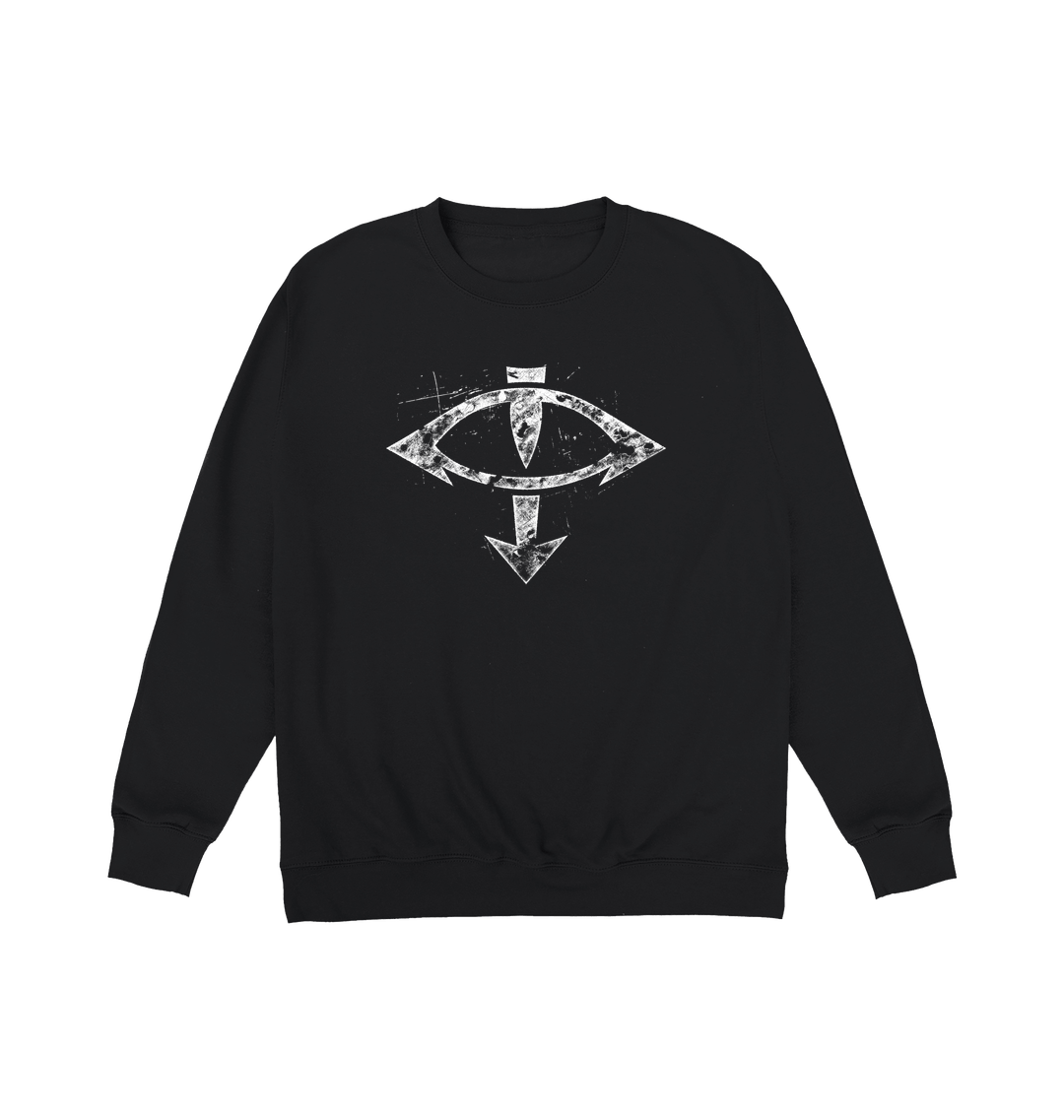 Deep Black Printed Sweater Front