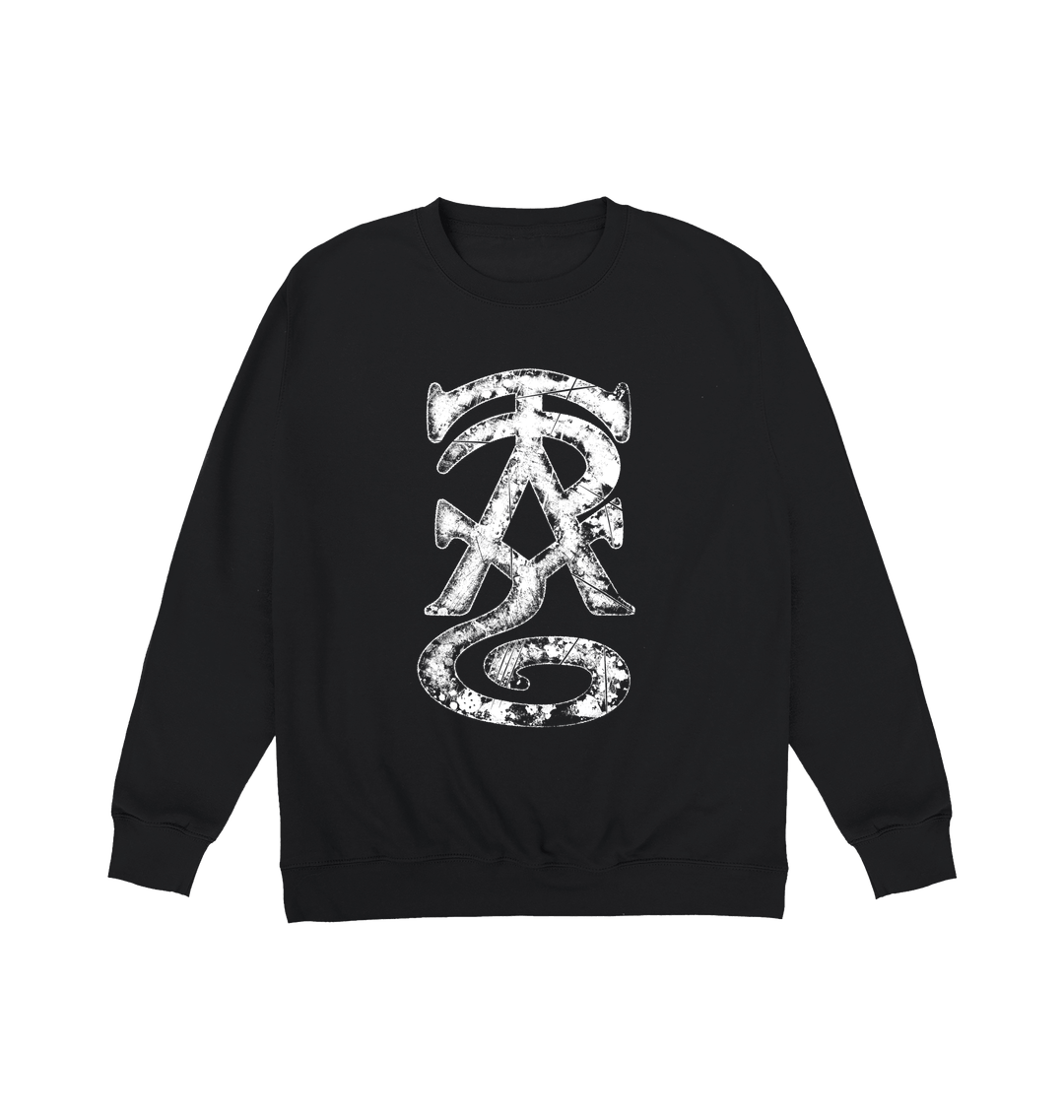Deep Black Printed Sweater Front