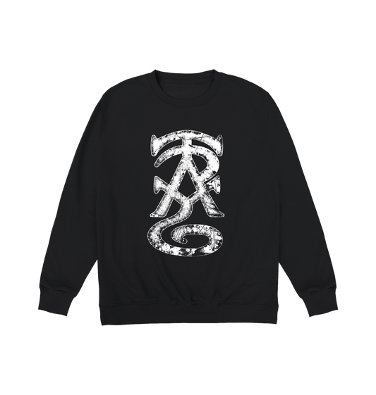 Deep Black Printed Sweater Front