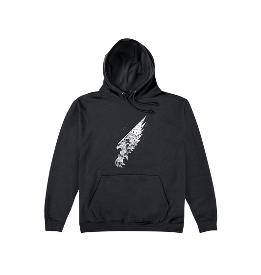 Deep Black Printed Hoody Front