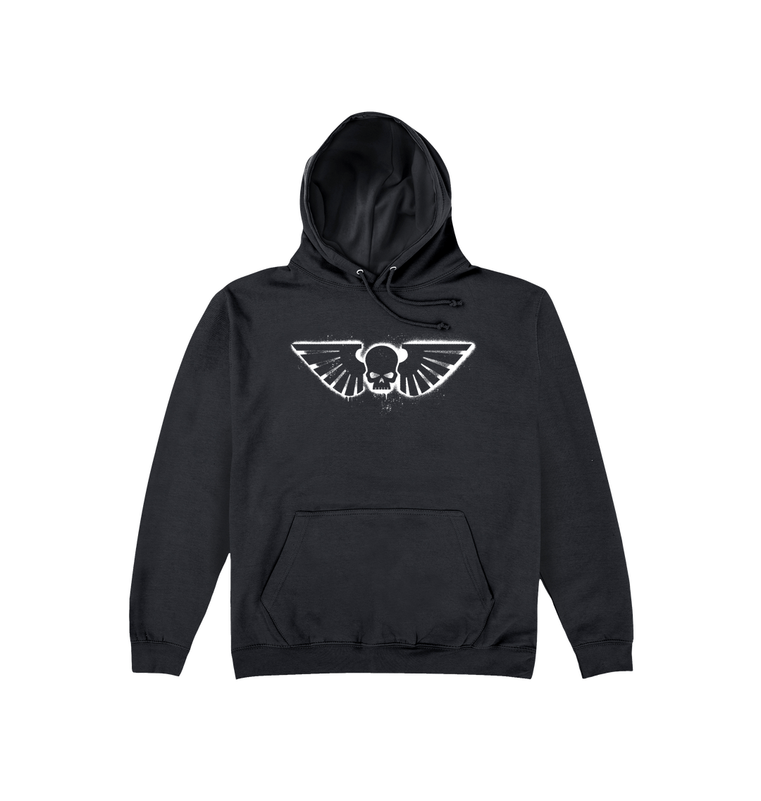 Deep Black Printed Hoody Front