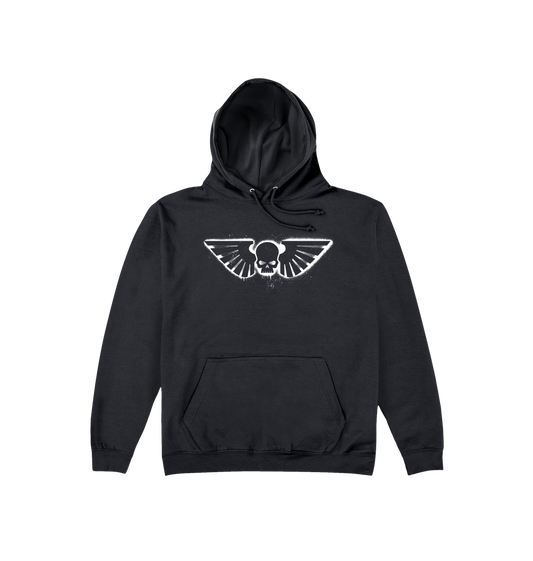 Deep Black Printed Hoody Front