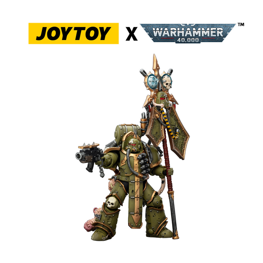 JoyToy Warhammer 40,000 Action Figure - Death Guard, Plague Marine Icon bearer with Boltgun and Plague Knife (1/18 Scale) Preorder