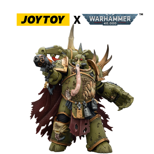 JOYTOY Warhammer 40,000 Action Figure - Death Guard, Plague Marine Champion with Plasma Pistol and Power Fist (1/18 Scale) Preorder