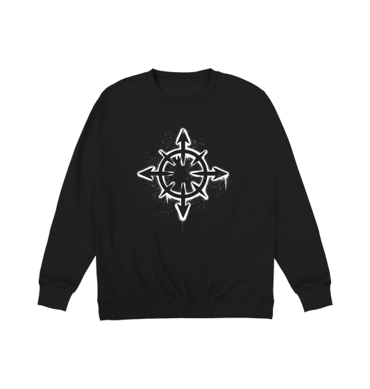 Deep Black Printed Sweater Front