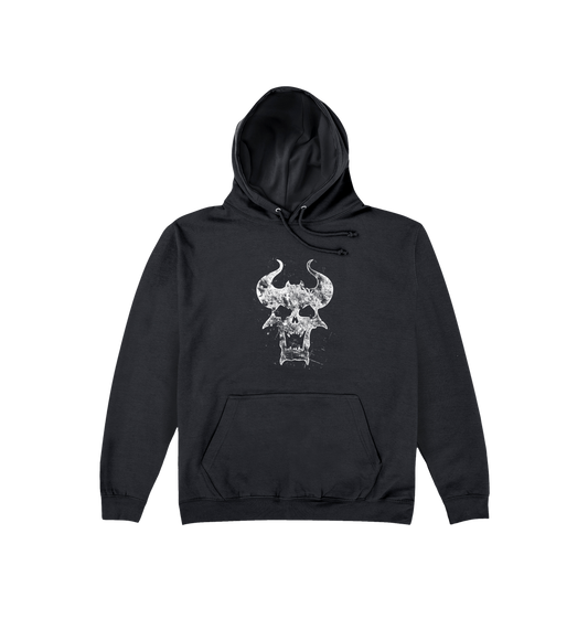Deep Black Printed Hoody Front