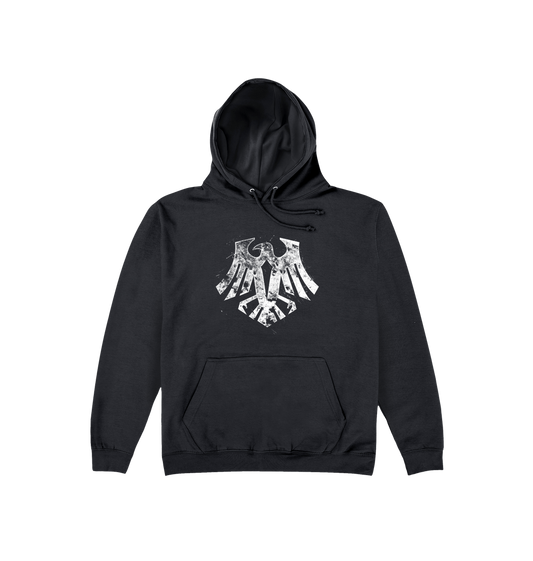 Deep Black Printed Hoody Front