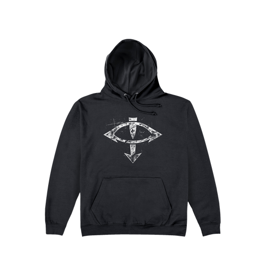 Deep Black Printed Hoody Front