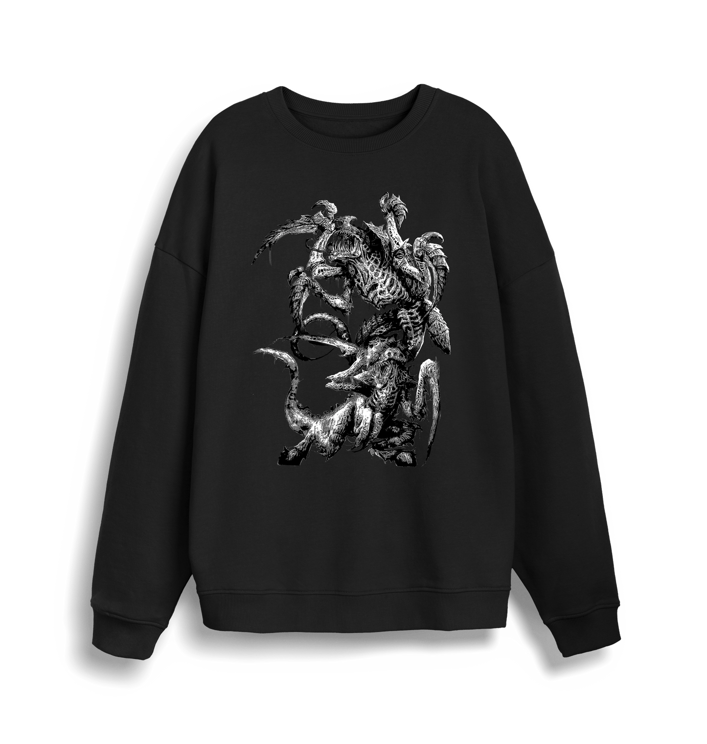 Black Printed Sweater Front