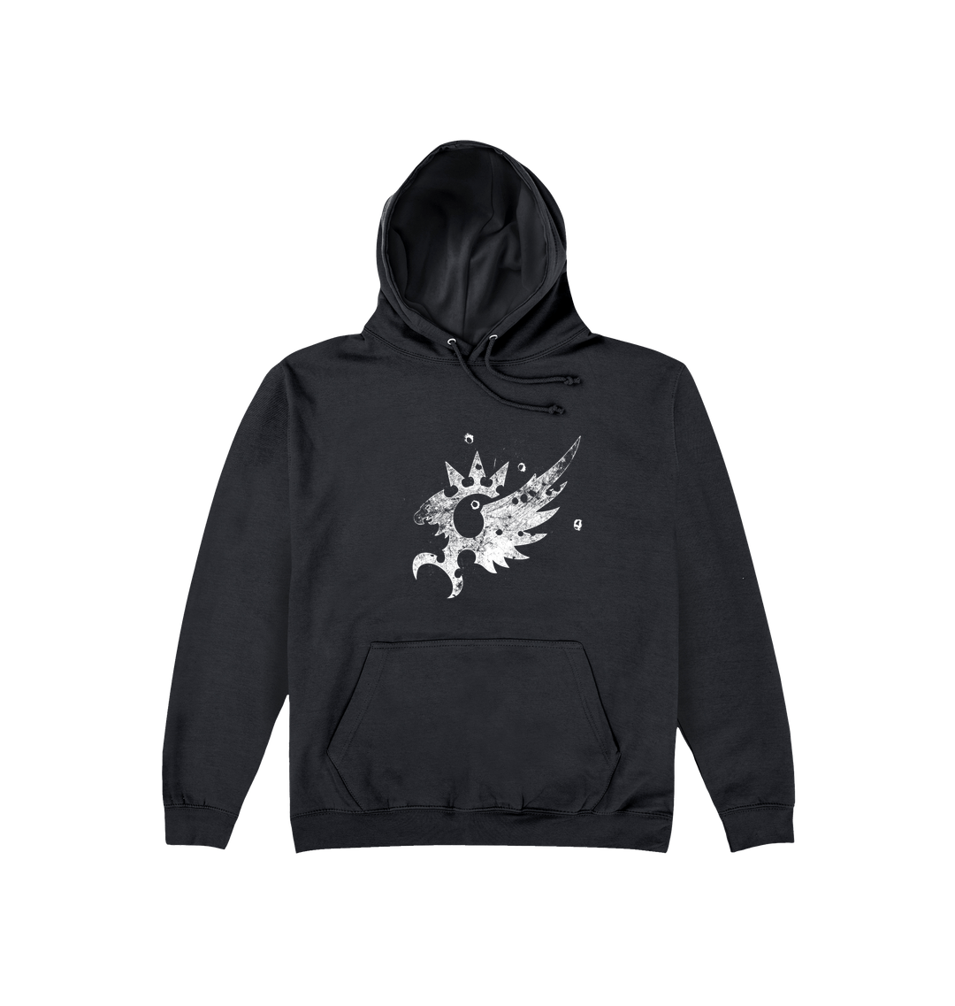 Deep Black Printed Hoody