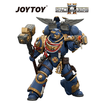 JOYTOY Warhammer 40,000: Space Marine 2 - Game Edition Ultramarines, Assault Intercessor with Jump Pack, Thunderhammer and Neo-volkite Pistol (1/18 Scale) Preorder