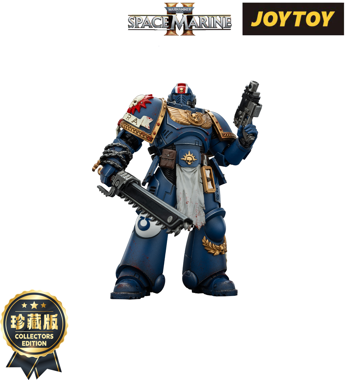 JoyToy Warhammer 40,000: Space Marine 2 Action Figure - Ultramarines, Lieutenant Titus - Collector’s Edition (1/18 Scale)