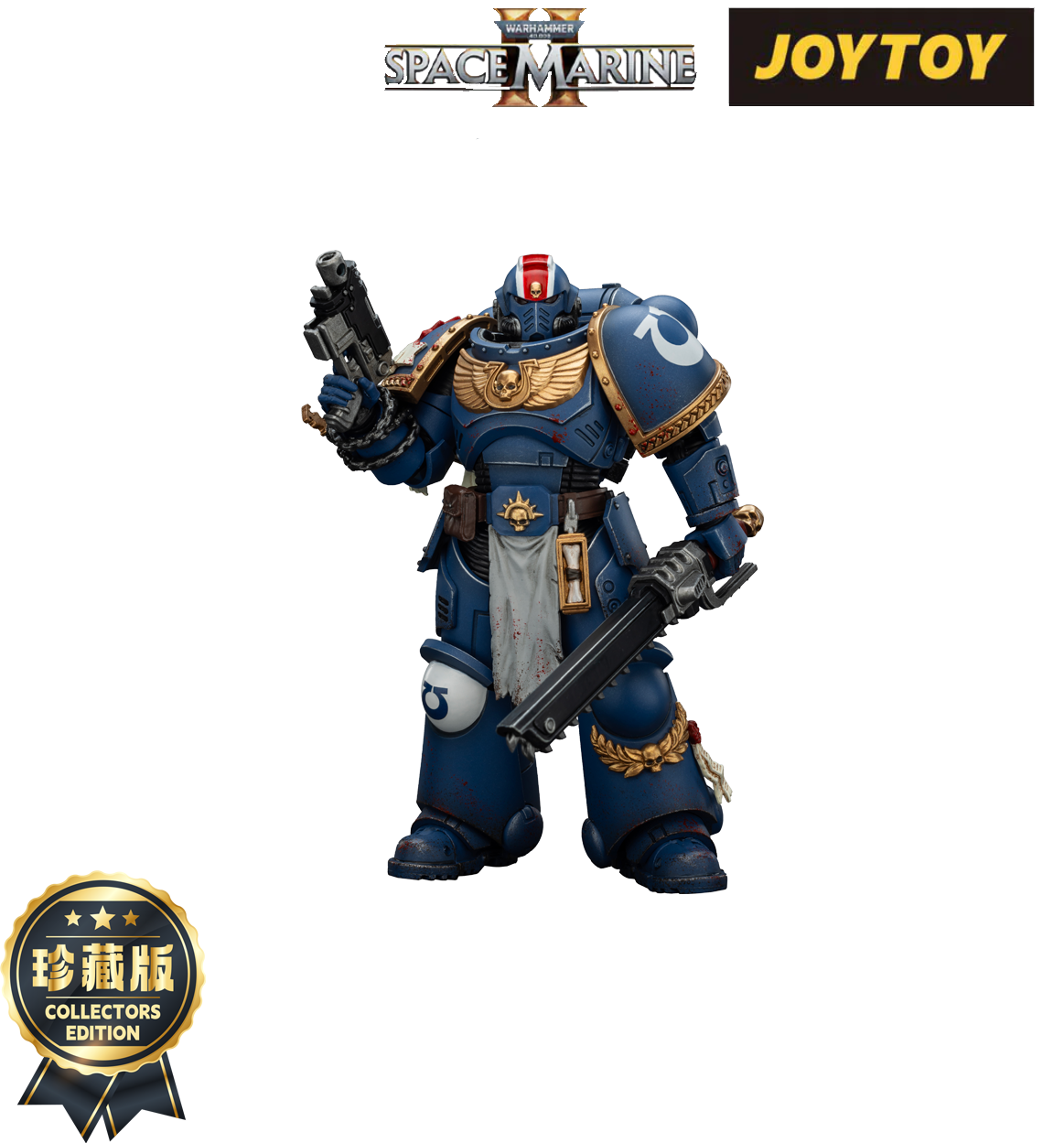 JoyToy Warhammer 40,000: Space Marine 2 Action Figure - Ultramarines, Lieutenant Titus - Collector’s Edition (1/18 Scale)