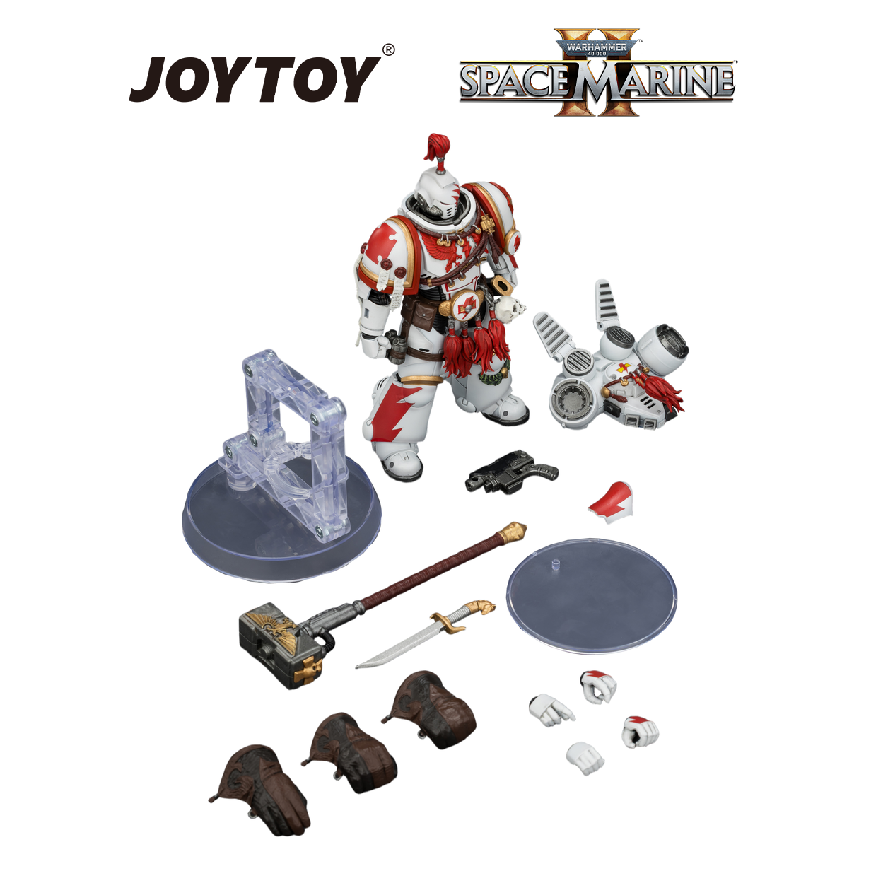 JOYTOY Warhammer 40,000: Space Marine 2 - Game Edition White Scars, Assault Intercessor Champion with Thunder Hammer and Bolt Pistol (1/18 Scale) Preorder