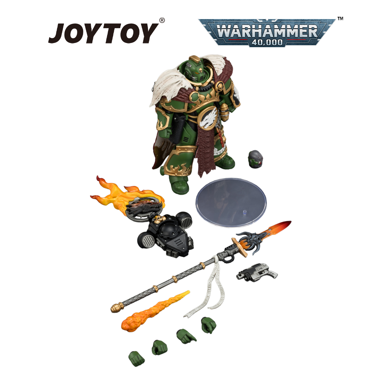 JOYTOY Warhammer 40,000 - Salamanders, Vulkan He'stan, the Forgefather with Spear of Vulkan and the Gauntlet of the Forge (1/18 Scale) Preorder