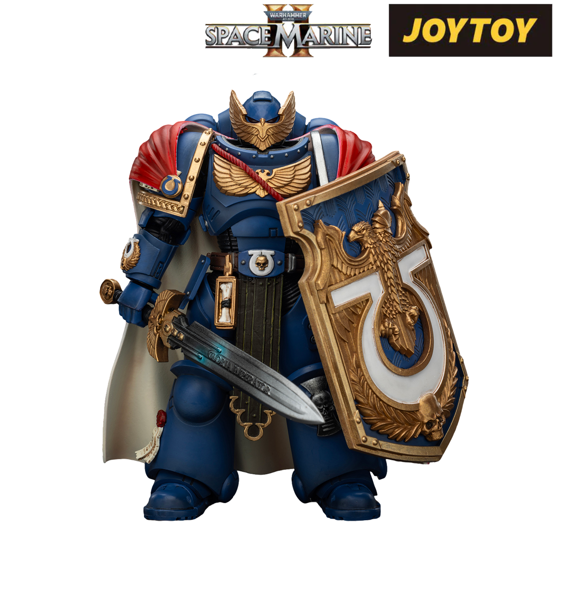 JoyToy Warhammer 40,000: Space Marine 2 Action Figure - Ultramarines, Victrix Honour Guard With Storm Shield And Power Sword (1/18 Scale)