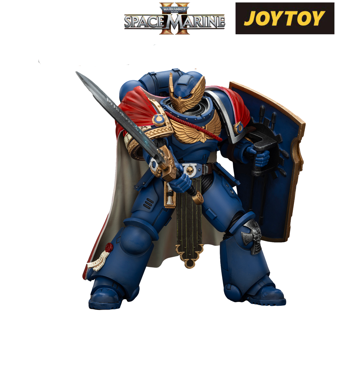JoyToy Warhammer 40,000: Space Marine 2 Action Figure - Ultramarines, Victrix Honour Guard With Storm Shield And Power Sword (1/18 Scale)
