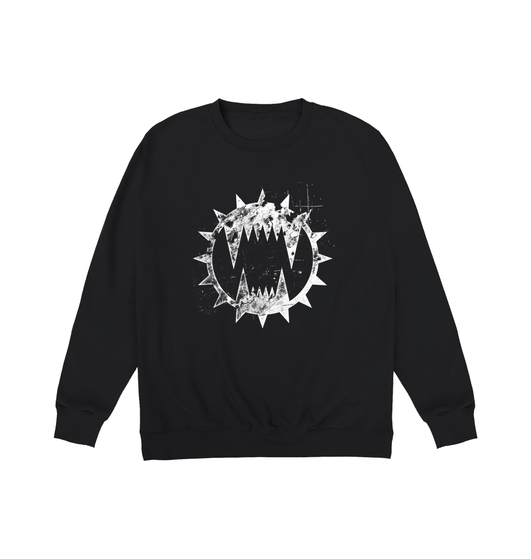Deep Black Printed Sweater Front