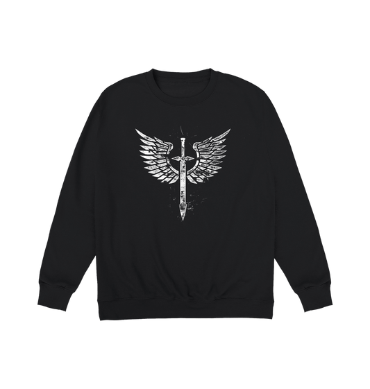 Deep Black Printed Sweater Front