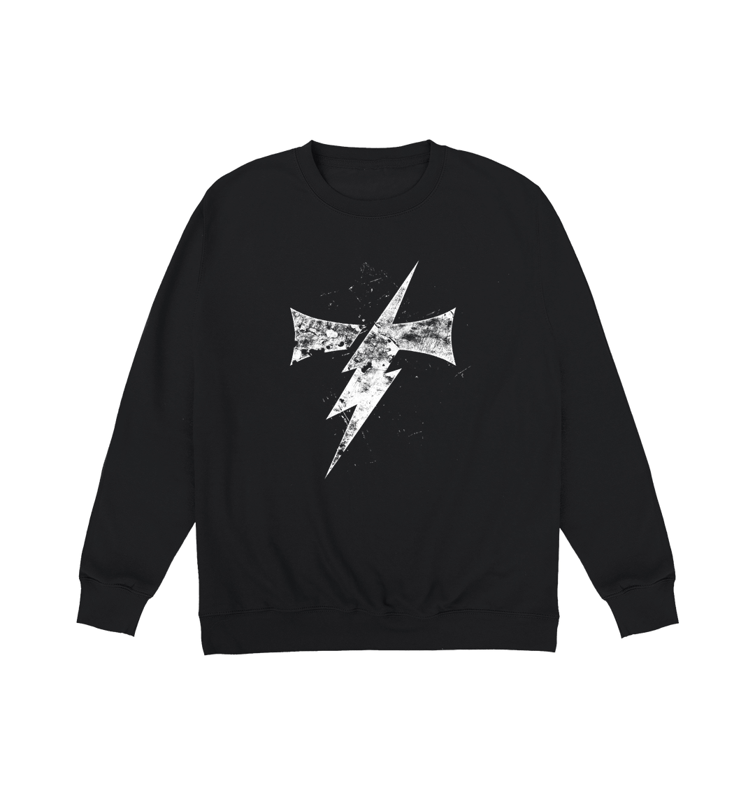 Deep Black Printed Sweater Front