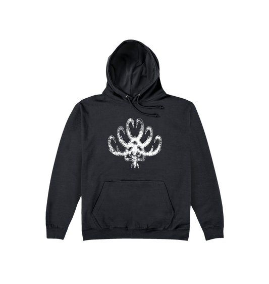 Deep Black Printed Hoody Front