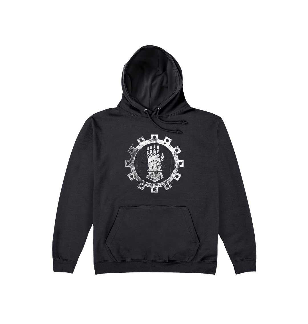 Deep Black Printed Hoody Front