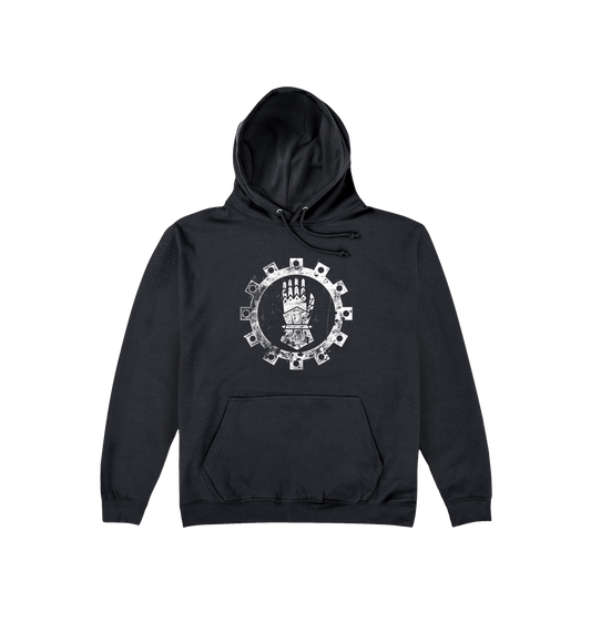 Deep Black Printed Hoody Front