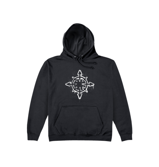 Deep Black Printed Hoody