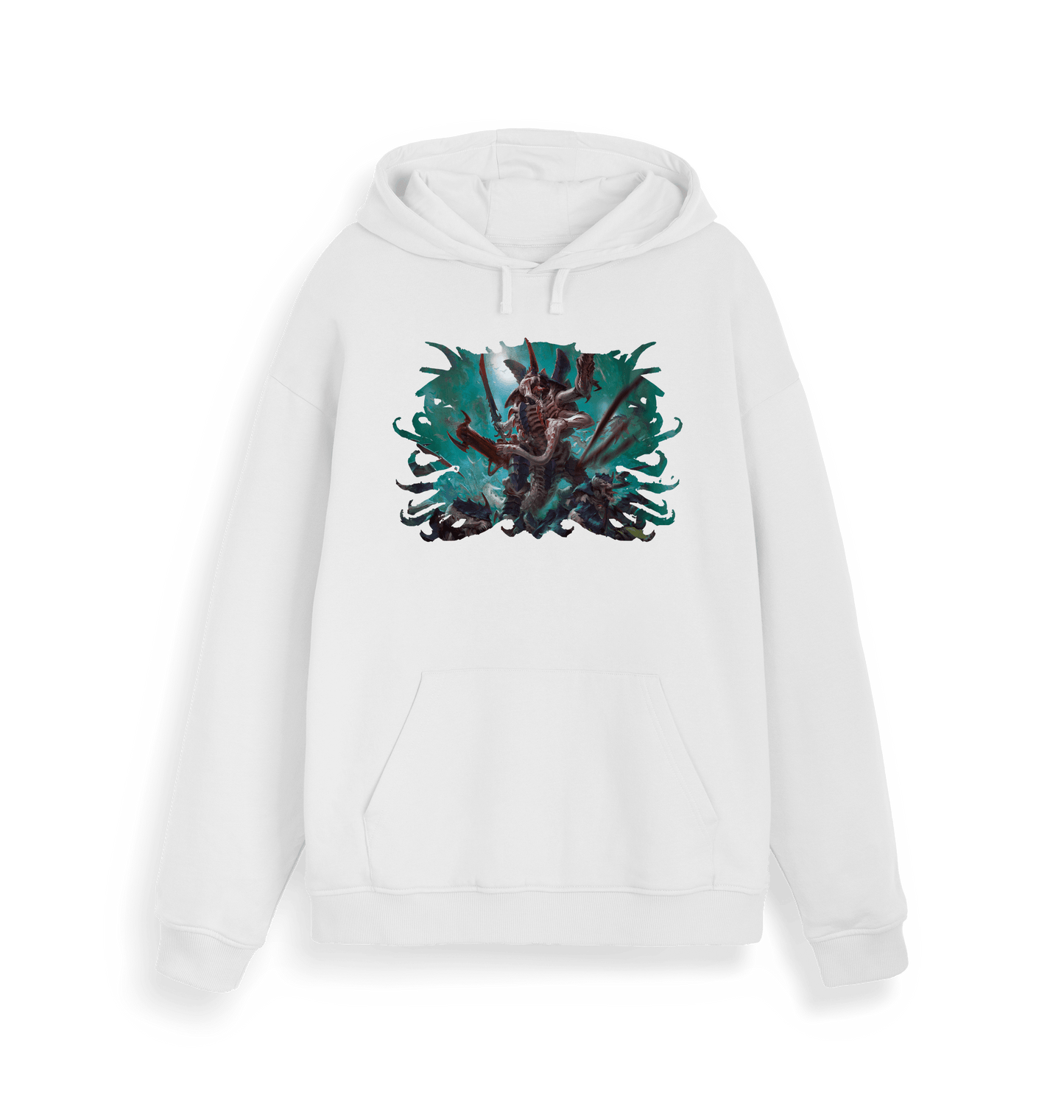 White Printed Sweater Front