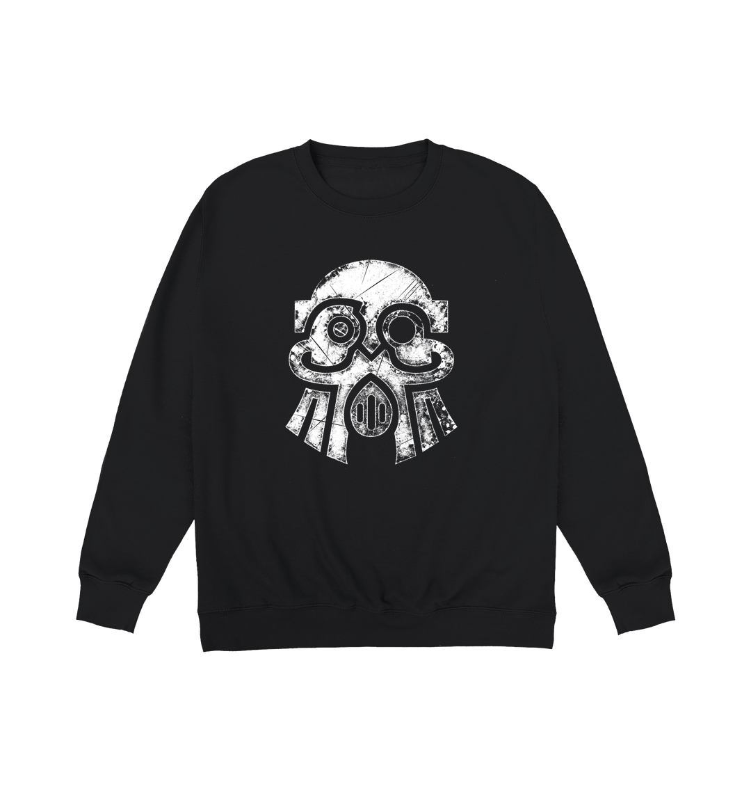 Deep Black Printed Sweater Front