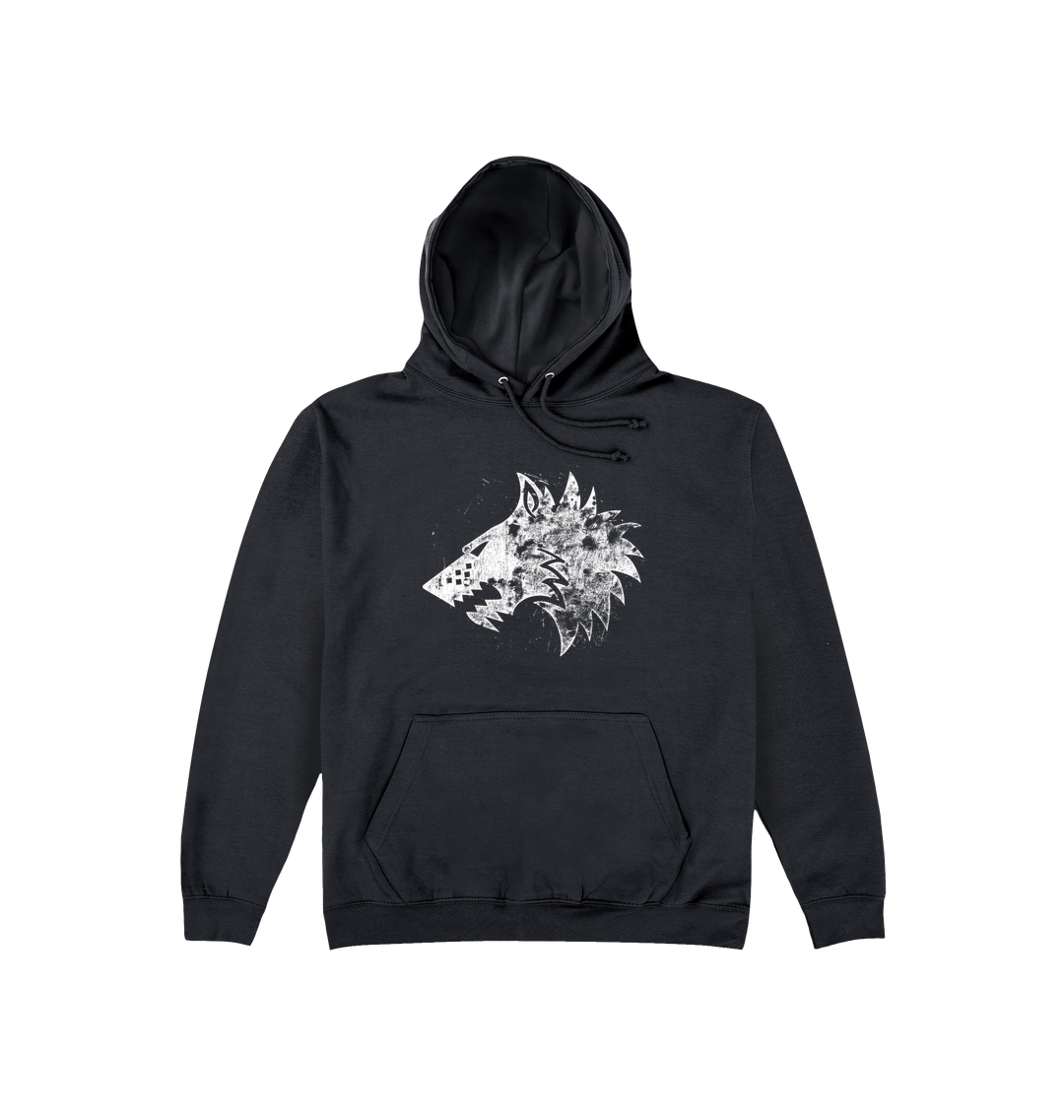 Deep Black Printed Hoody Front