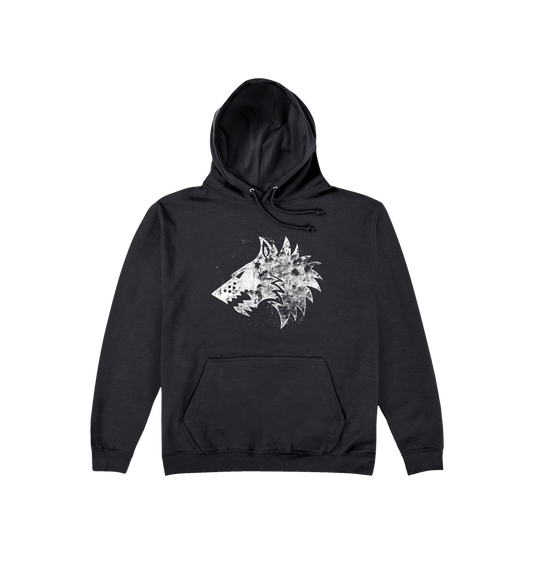 Deep Black Printed Hoody Front