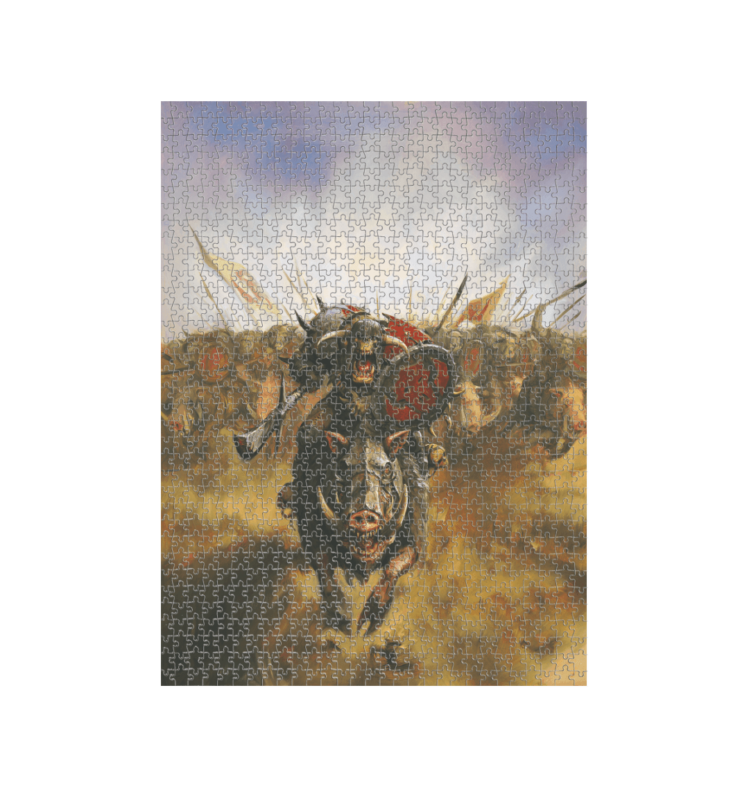 White Warhammer The Old World Orc & Goblin Tribes 1000 Piece Jigsaw Puzzle