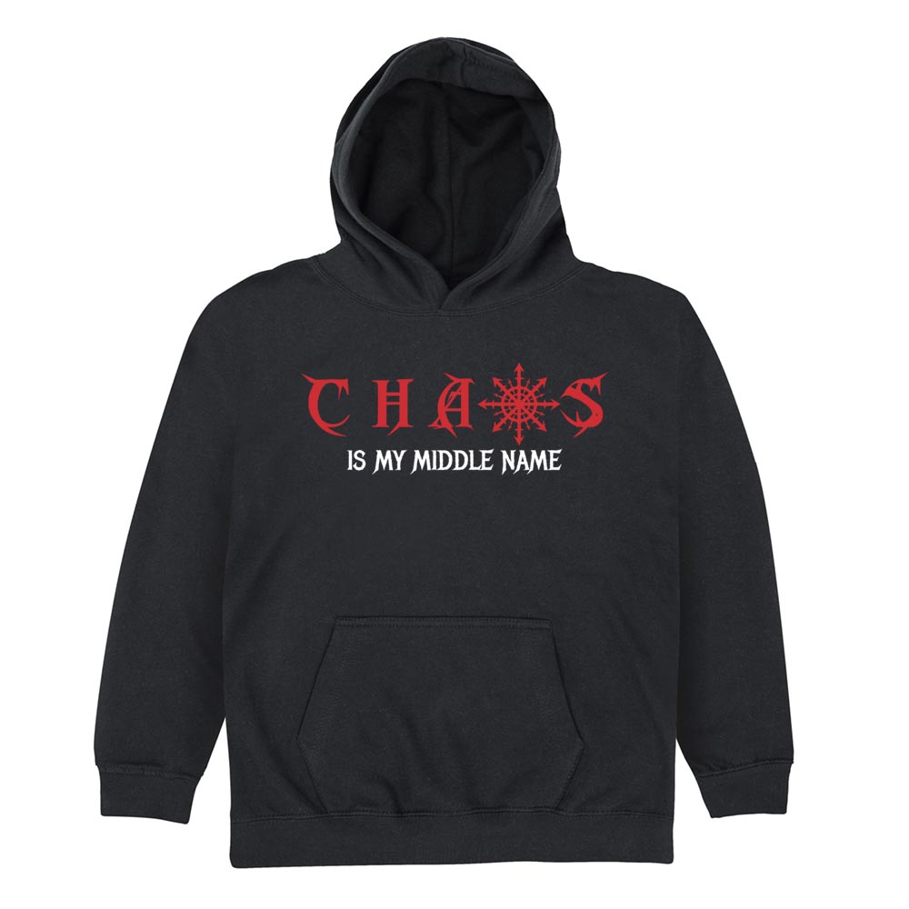 Chaos Is My Middle Name Kids Black Hoodie