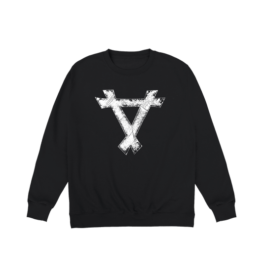 Deep Black Printed Sweater Front