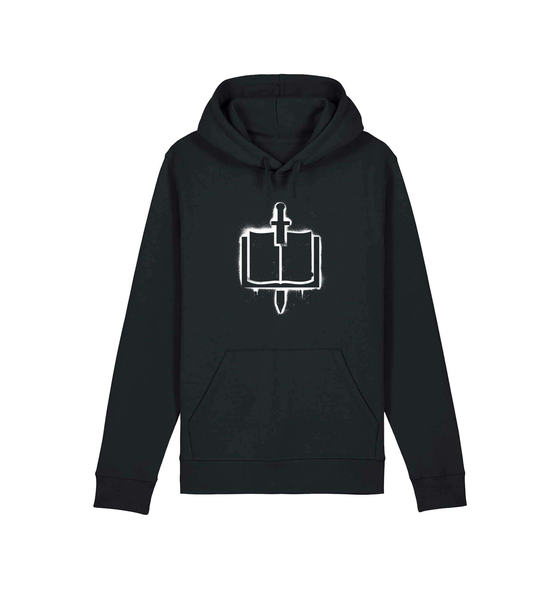 Black Printed Hoody Front
