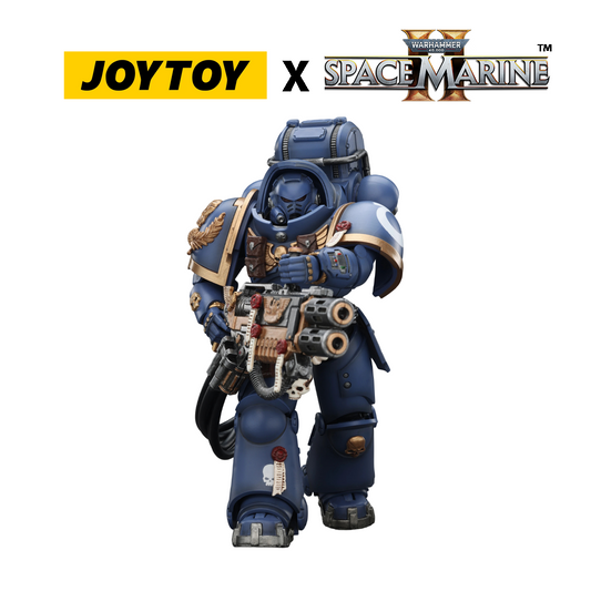 JoyToy Warhammer 40,000 Space Marine 2 Action Figure -  Ultramarines, Heavy Artificer Armour, with Relic Multi-Melta (1/18 Scale) Preorder