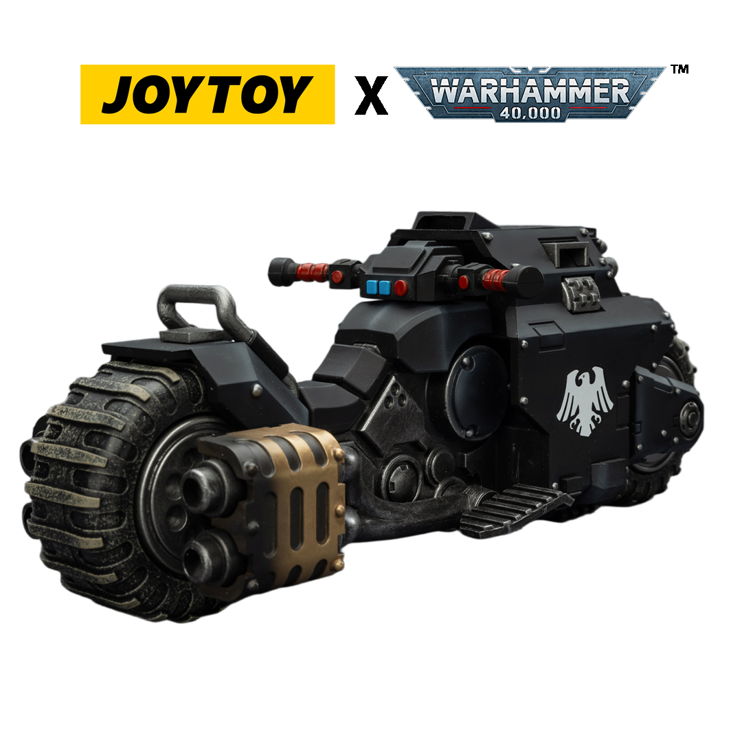 JOYTOY Warhammer 40,000 - Raven Guard, Raider-pattern Combat Bike with twin-linked bolt rifles (1/18 Scale) Preorder