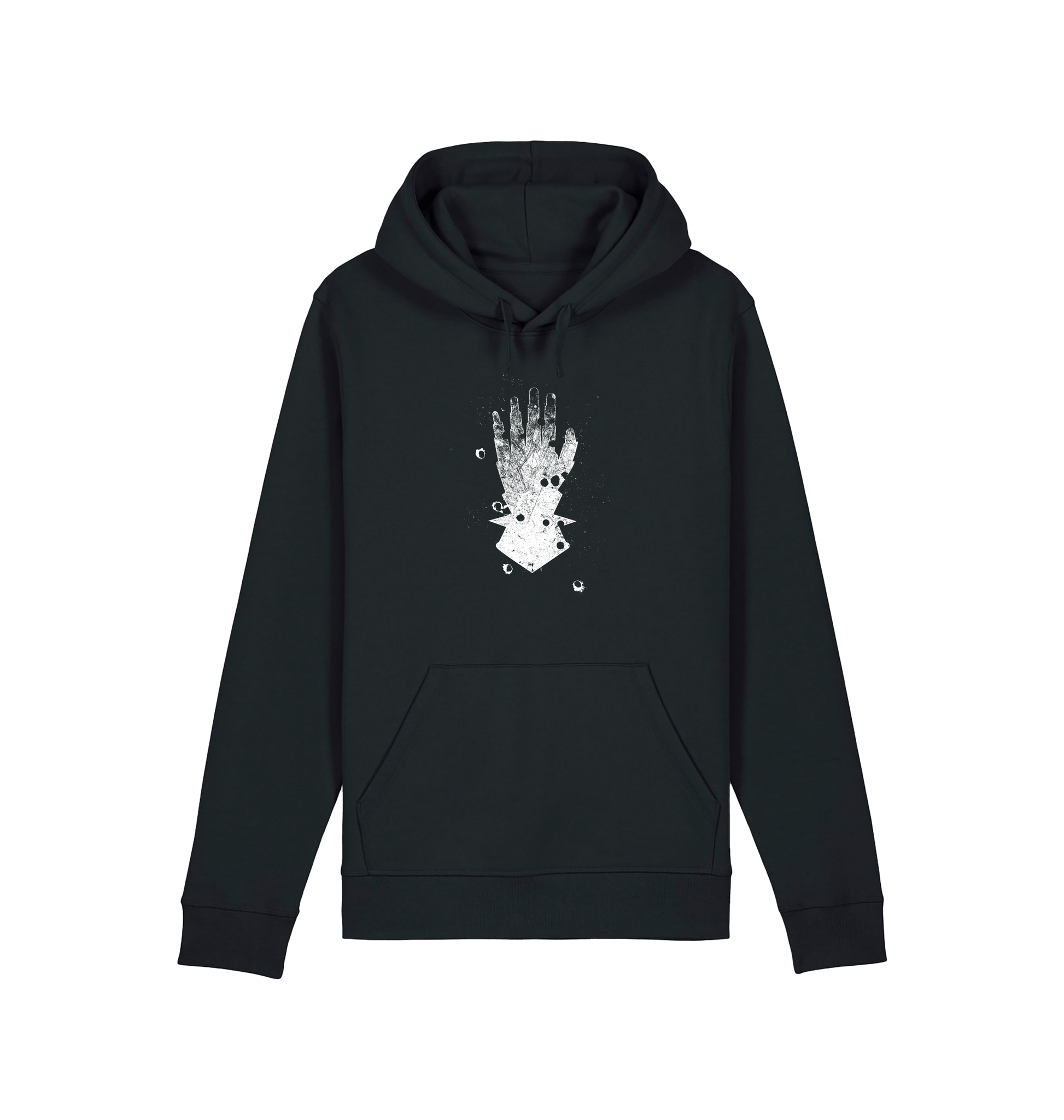 Black Printed Hoody Front