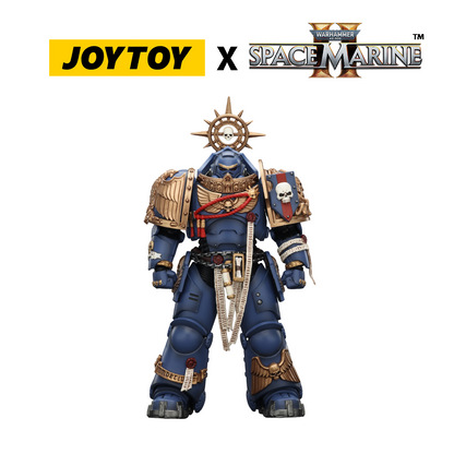 JoyToy Warhammer 40,000 Space Marine 2 Action Figure - Ultramarines, Heavy Relic Primus Armour, with Heavy Relic Bolt Rifle (1/18 Scale) Preorder